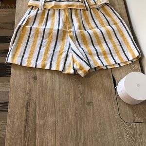 NWT yellow and grey linen shorts